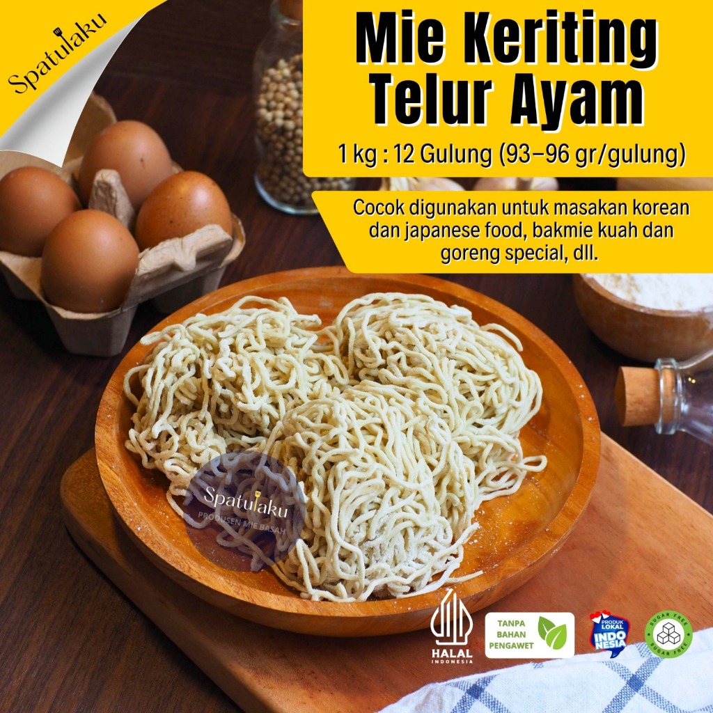 

Mie Keriting Mentah Special Telur Ayam 1 Kg - Untuk Mie Ayam, Bakmie, Ramen Dll