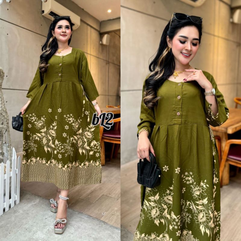 DRESS 3/4 / DRESS KEKINIAN / TERBARU / RAYON TEBAL NYAMAN DI PAKAI