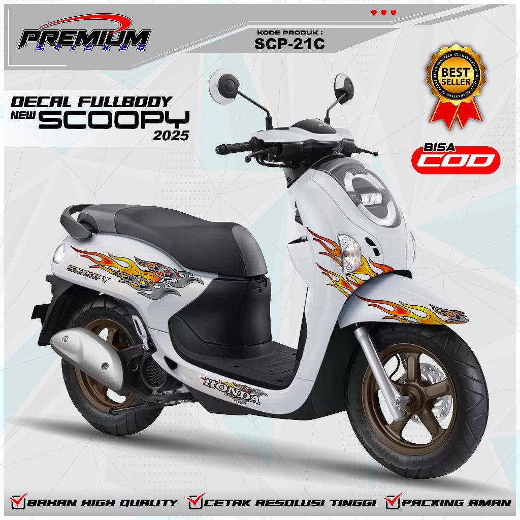 STIKER DECAL MOTOR FULLBODY SCOOPY NEW 2025 / DESAIN GAMBAR API TERBARU / SCOOPY KEREN VIRAL / SCP-2