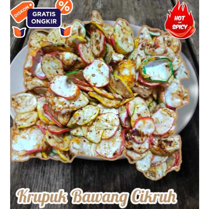 

Krupuk Bawang Cikruh Xtra Pedas TERMURAH Snack Seblak Kering Sebring Renyah Gurih