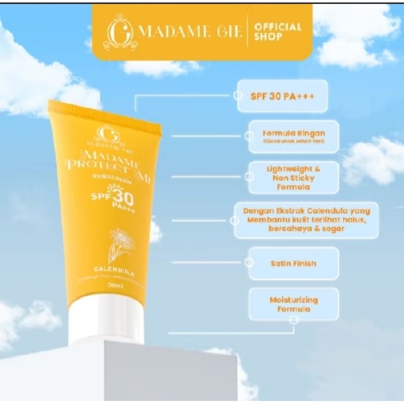 Madame Gie Protect Me Sunscreen SPF 30 PA, pelindung wajah dari sinar matahari, semua jenis kulit, m