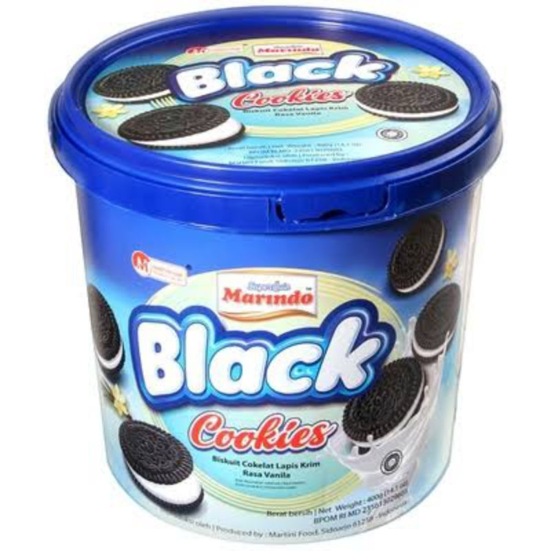 

MARINDO Black Vanila Black Cookies 400gr Kemasan Bucket / Ember Murah Surabaya