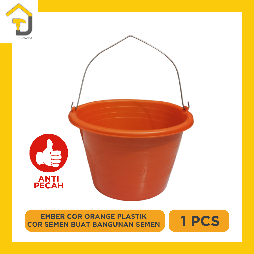 EMBER COR OREN /ORANGE PLASTIK ANTI PECAH/ EMBER COR SEMEN BUAT BANGUNAN SEMEN PASIR/ EMBER MURAH AN