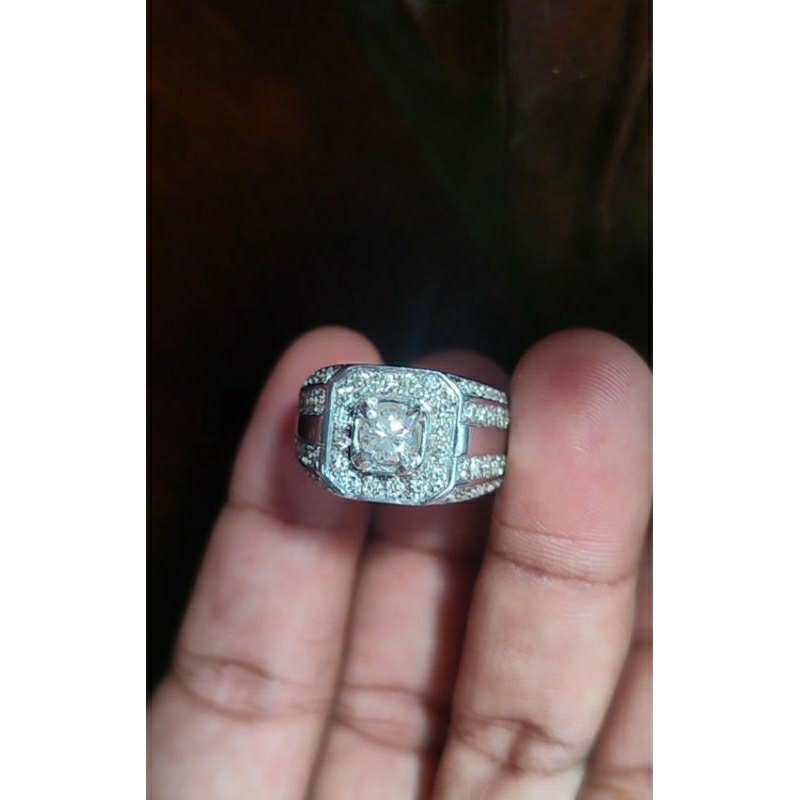 Cincin berlian ring perak center banjar 0,50crt original 8g02