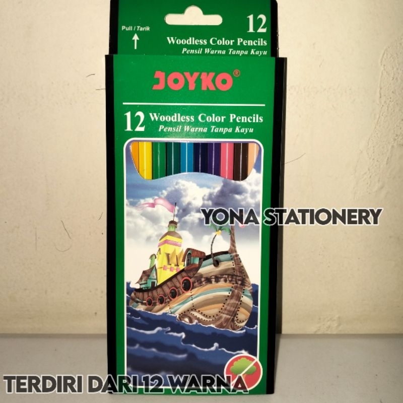 

Pensil Warna Joyko 12 Warna Panjang | Woodless | 1 Set: 12 Warna
