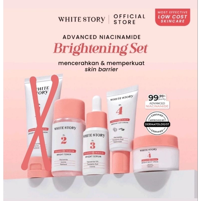 [PRELOVED SKINCARE ORI] WHITE STORY 4PCS(toner,serum,day/night cream)