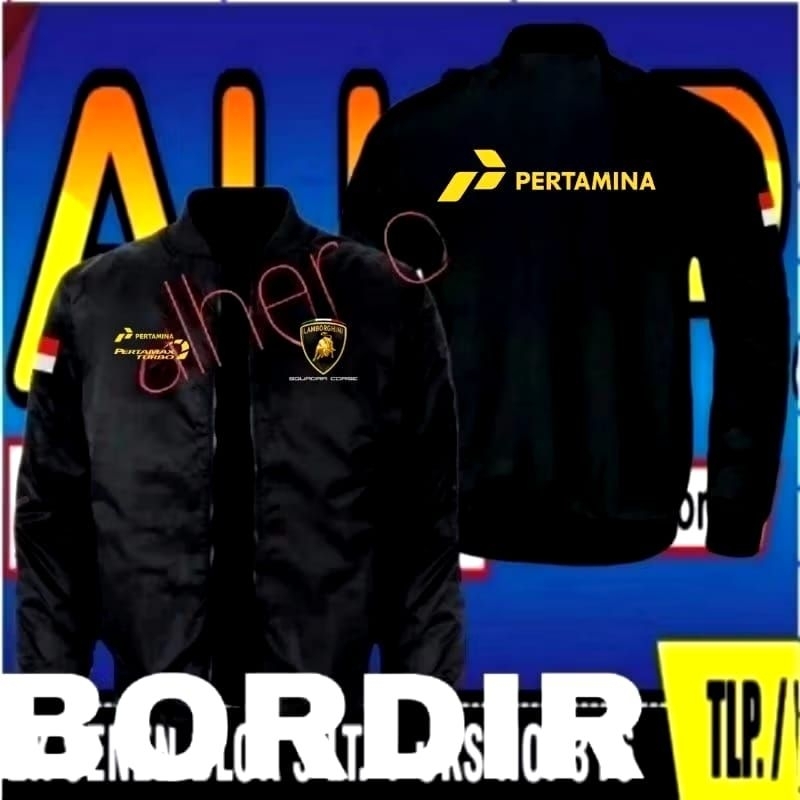 Jaket bordir Pertamax turbo full bordir jaket Pertamina jaket bomber Pertamax turbo jaket Pertamina 