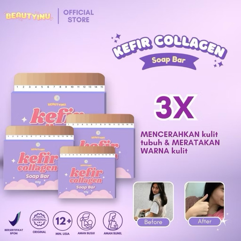 LADIES STUFF8 🩵 BEAUTYNU KEFIR COLLAGEN SOAP BAR 60G / BRIGHTENING BOOSTER GOLD POWDER