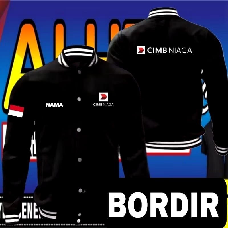 Jaket bordir CIMB niaga jaket CIMB niaga jaket baseball CIMB niaga jaket varsity CIMB niaga Jaket ke