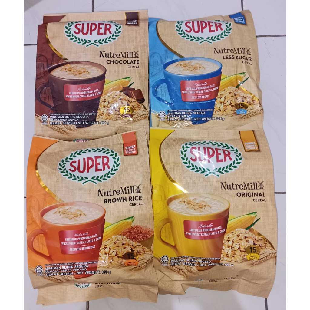 

SUPER NutreMill Original Cereal Super Instant Cereal/ Nutritious Cereal/ sereal Original Less Sugar Brown Rice Chocolate All Variant