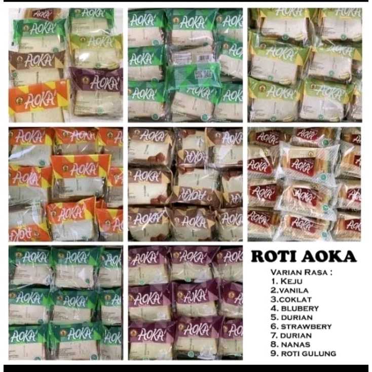 

paket 1 dus isi 60pc roti aoka panggang mix rasa