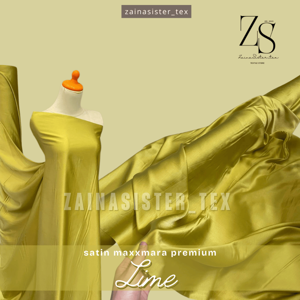 1/2 Meter Kain Satin MaxxSilk Premium Warna Lime