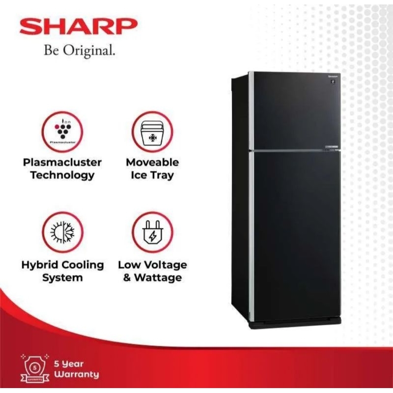 Sharp Kulkas 2 Pintu SJIG571PGBK Kap 500ltr Garansi Resmi 10thn inverter