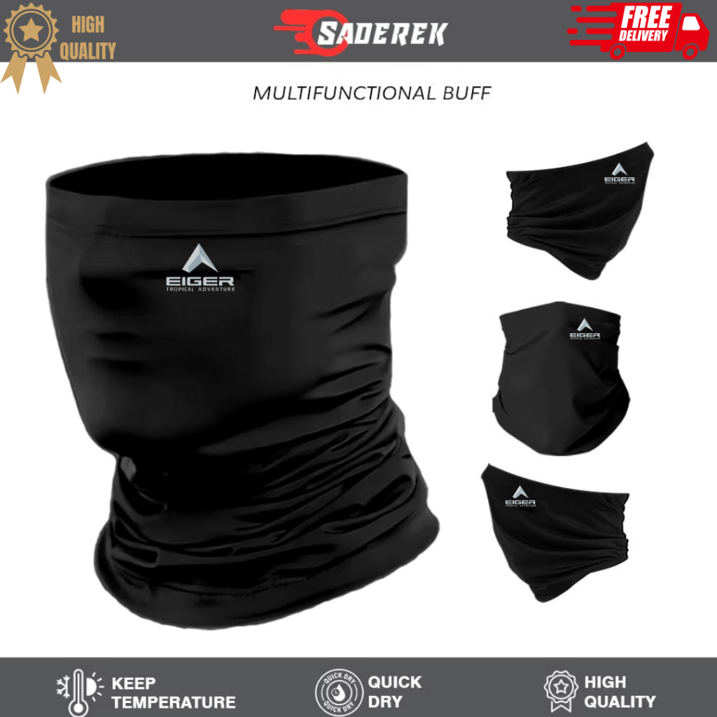 Saderek - Masker Tropik Eiger Hitam Masker Motor Baff Buff Mulut Premium Berkualitas Multifungsi