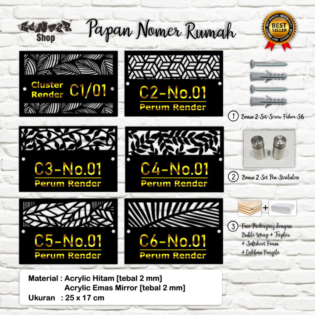 Plat Rumah Custom / Plat Nomor Rumah Akrilik / Plat Nomor Acrylic/ Plat Nomor Minimalis / Plat Rumah