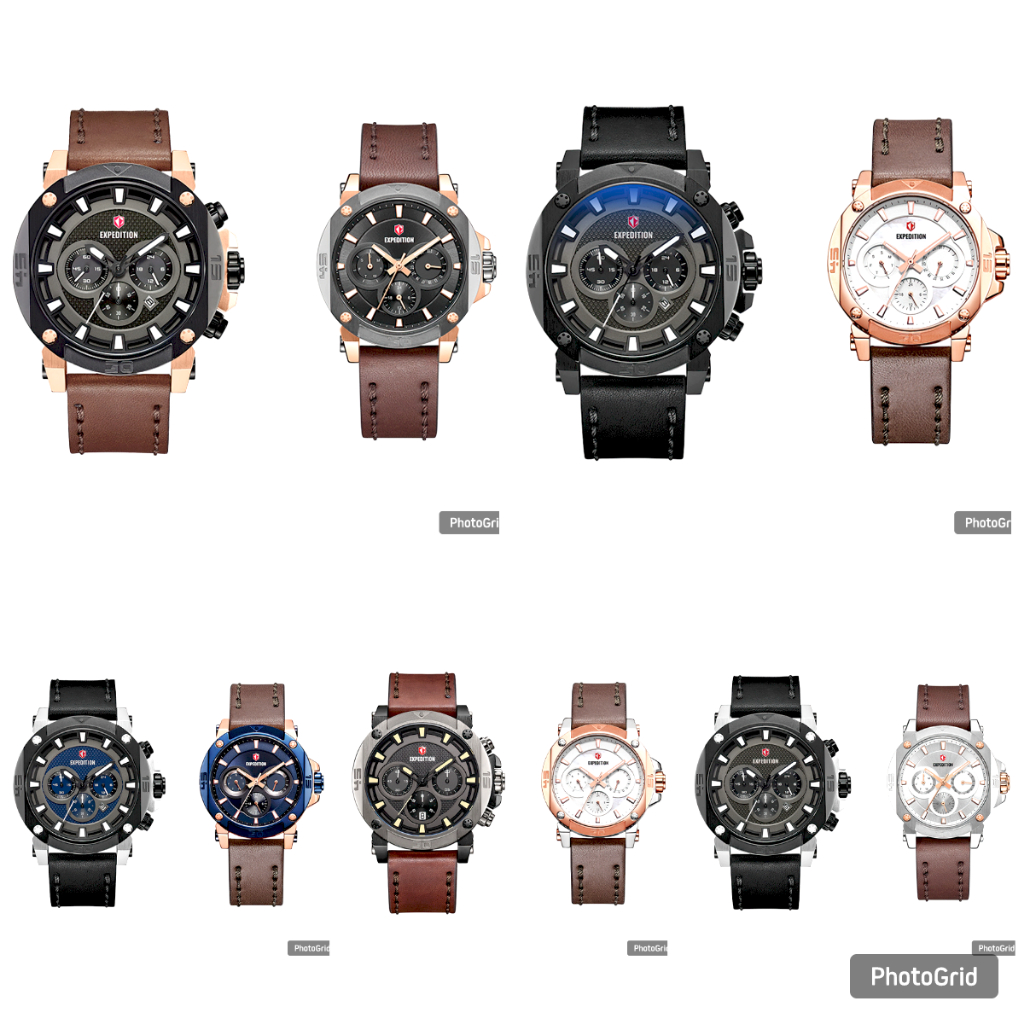JAM TANGAN COUPLE EXPEDITION EXP 6606 / 6606 CHRONOGRAPH ORIGINAL - TALI KULIT - GARANSI RESMI 1 TAH