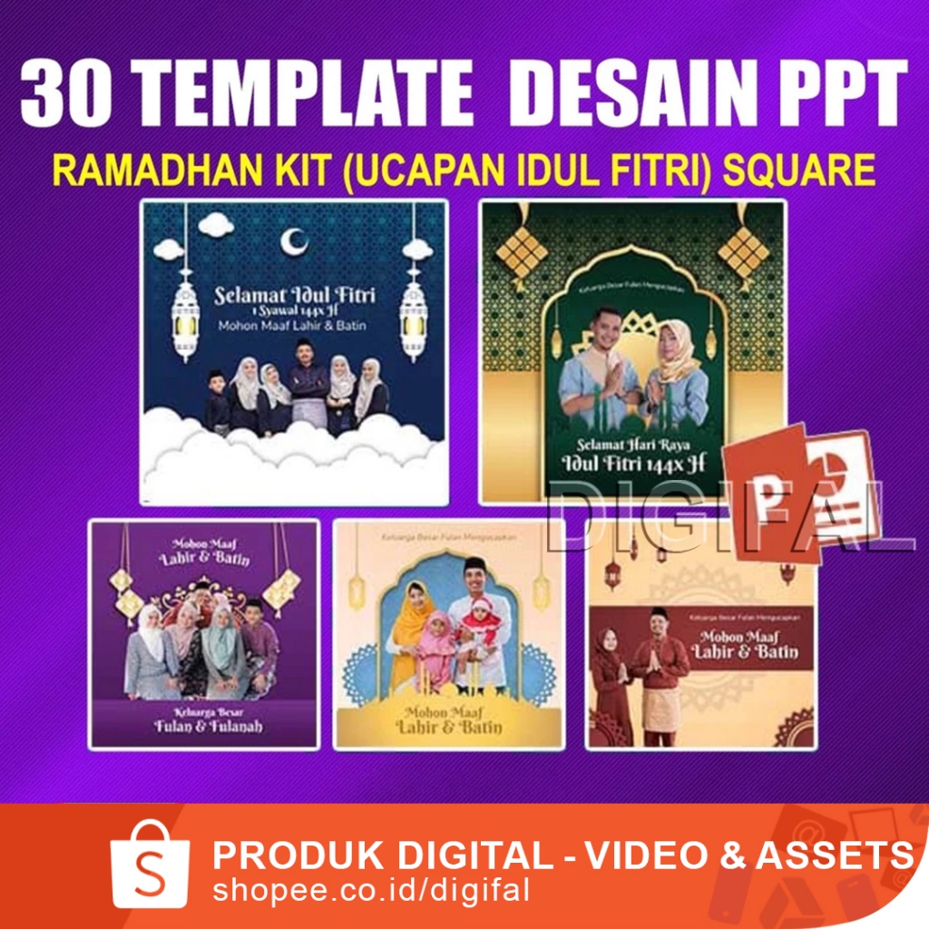 30 Template Ramadhan Video Ucapan Idul Fitri - Versi PERSEGI / SQUARE Format PPT