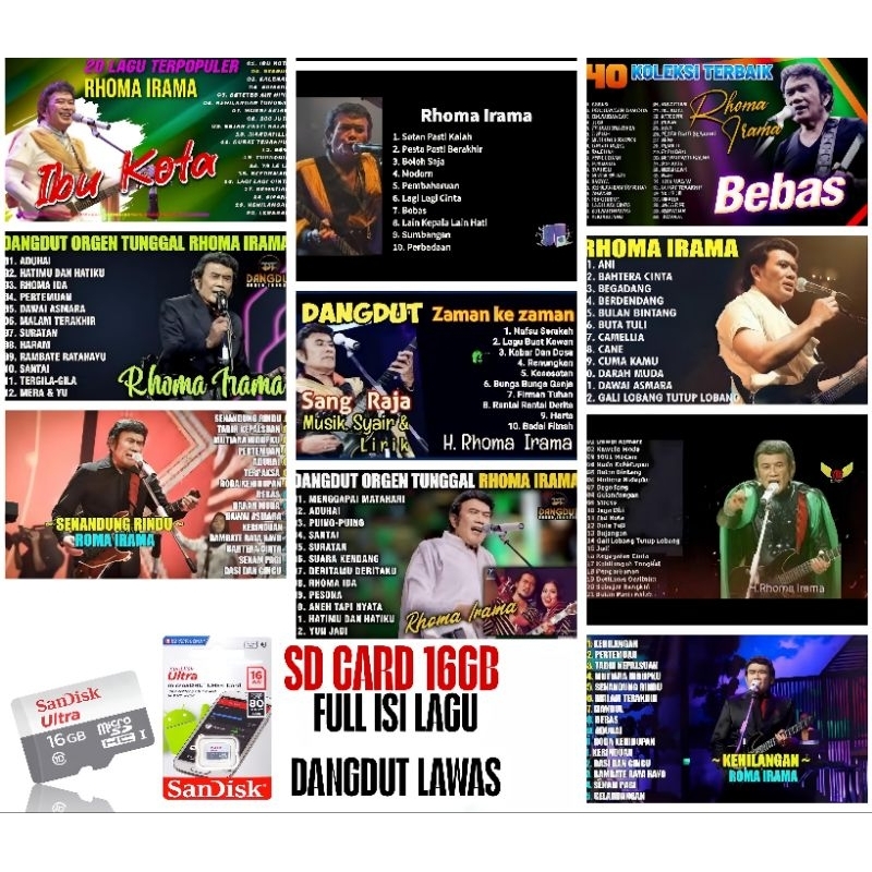 SANDISK MEMORY CARD 16GB - FRE LAGU DANGDUT LAWAS - SD CARD FULL ALBUM RHOMA IRAMA