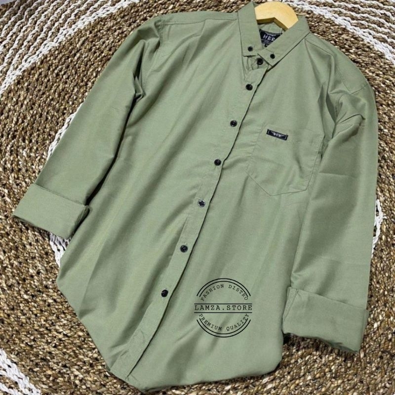 Kemeja Polos Sage Green Pria Lengan Panjang