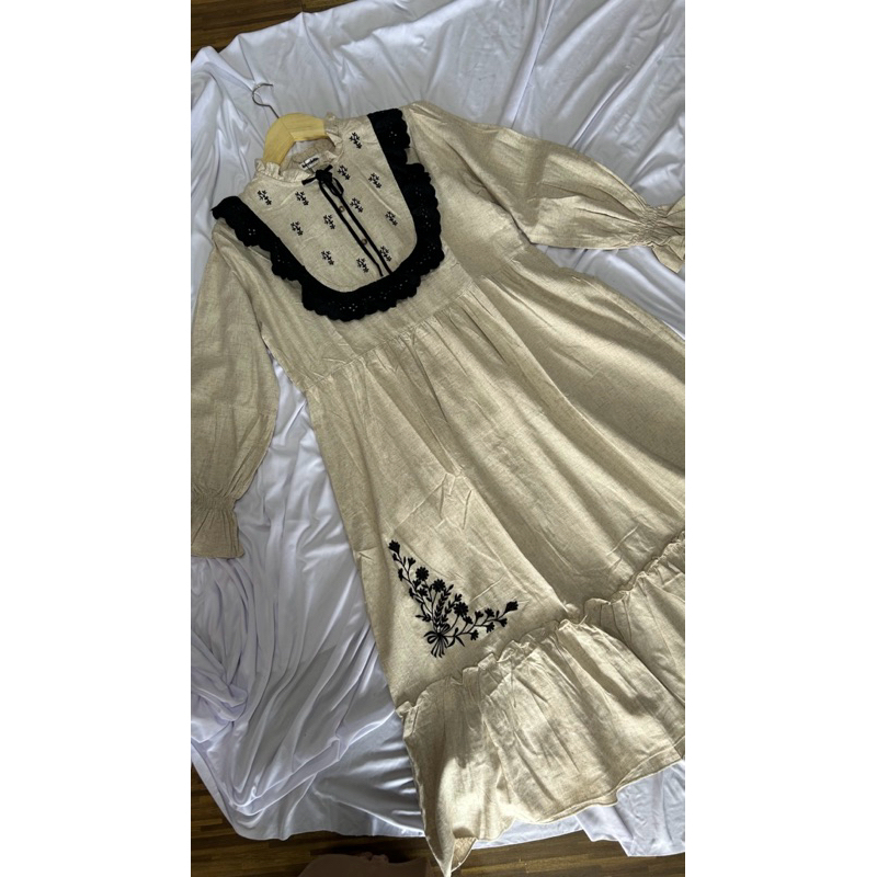 Dress Linen / Dress Lebaran Wanita / Terusan Wanita / Gamis Wanita / Linen / Dress Hari Raya / Baju 