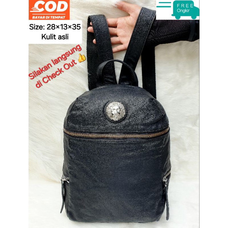 Tas Ransel Backpack Wanita Kulit Asli Hitam