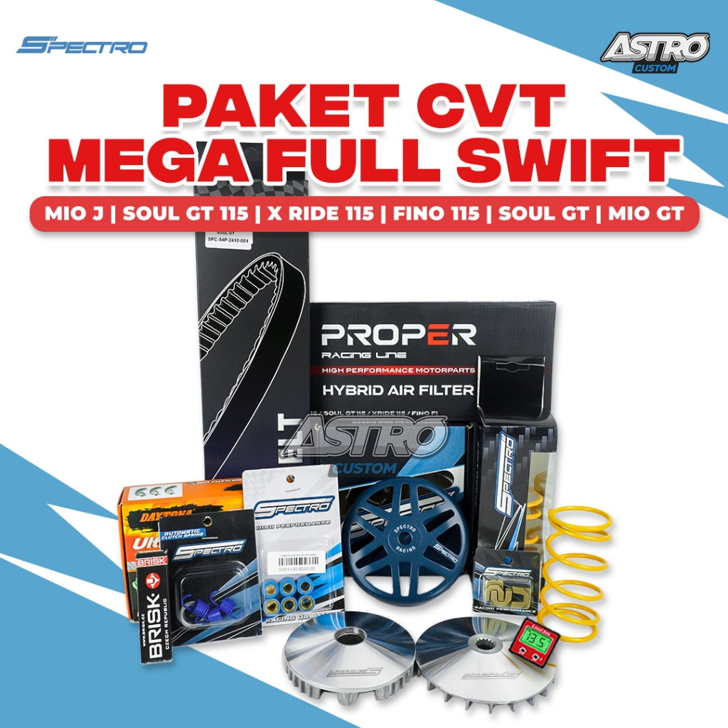Paket Mega Super Full Upgrade CVT Mio J X Ride Fino Soul GT 115 Mangkok Swift Per CVT Roller Spectro