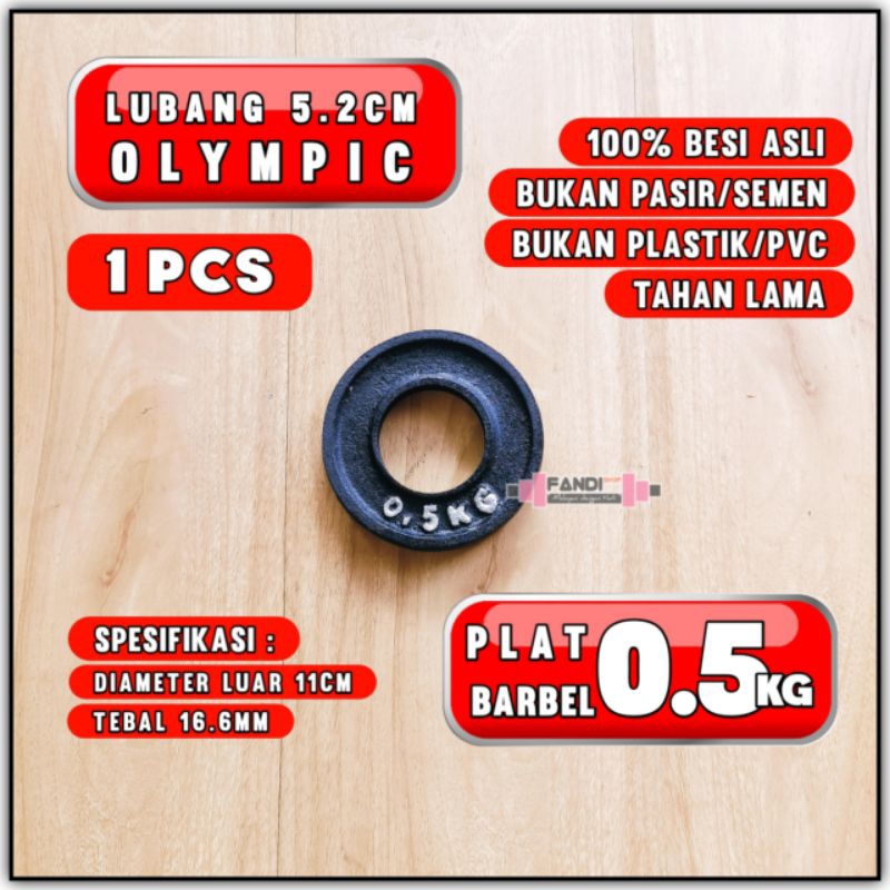 Plat Barbel 0.5kg 0,5kg setengah kg Olympic Lubang 5cm 5.2cm