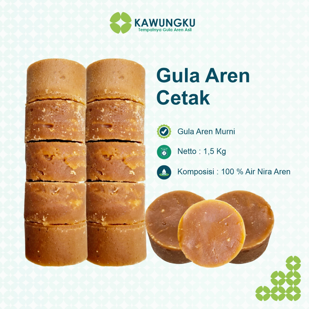 

Kawungku Gula Aren Cetak Asli Terbuat dari 100% Air Nira (1,5 Kg)