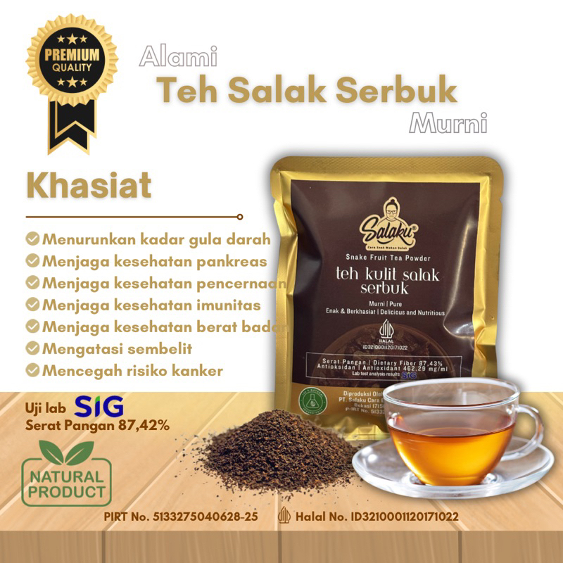 

SALAKU Teh Kulit Salak Serbuk Murni Herbal Siap Seduh Kemasan 50 gram