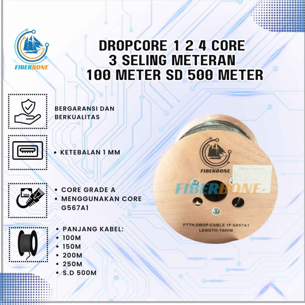 Dropcore Meteran 1 2 4 Core 3 Seling  100M sd 500M