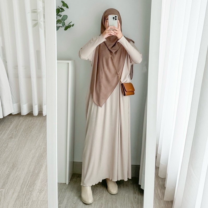 PGGM Gamis Terbaru Batwing knit 2025 Lebaran Remaja Perempuan Plisket Polos Premium Wanita pggm