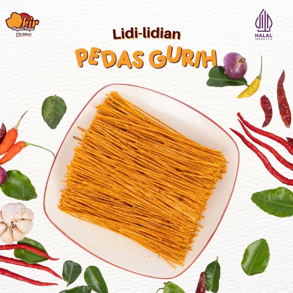 

MIE LIDI PEDAS GURIH 1kg/500gr/250gr/100gr ORIGINAL KIRIPIK (OKIR)