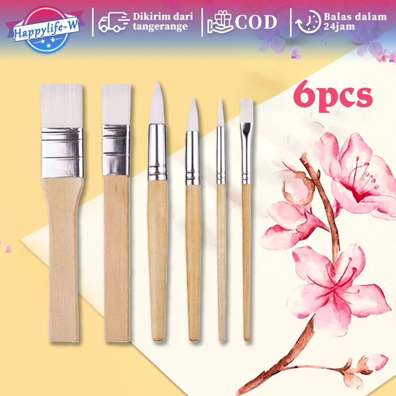 

Kuas Lukis Nilon 6pcs Water Color Brush Set Kuas Lukis Lengkap Gagang Kayu Kuas Cat Air Nilon Brush