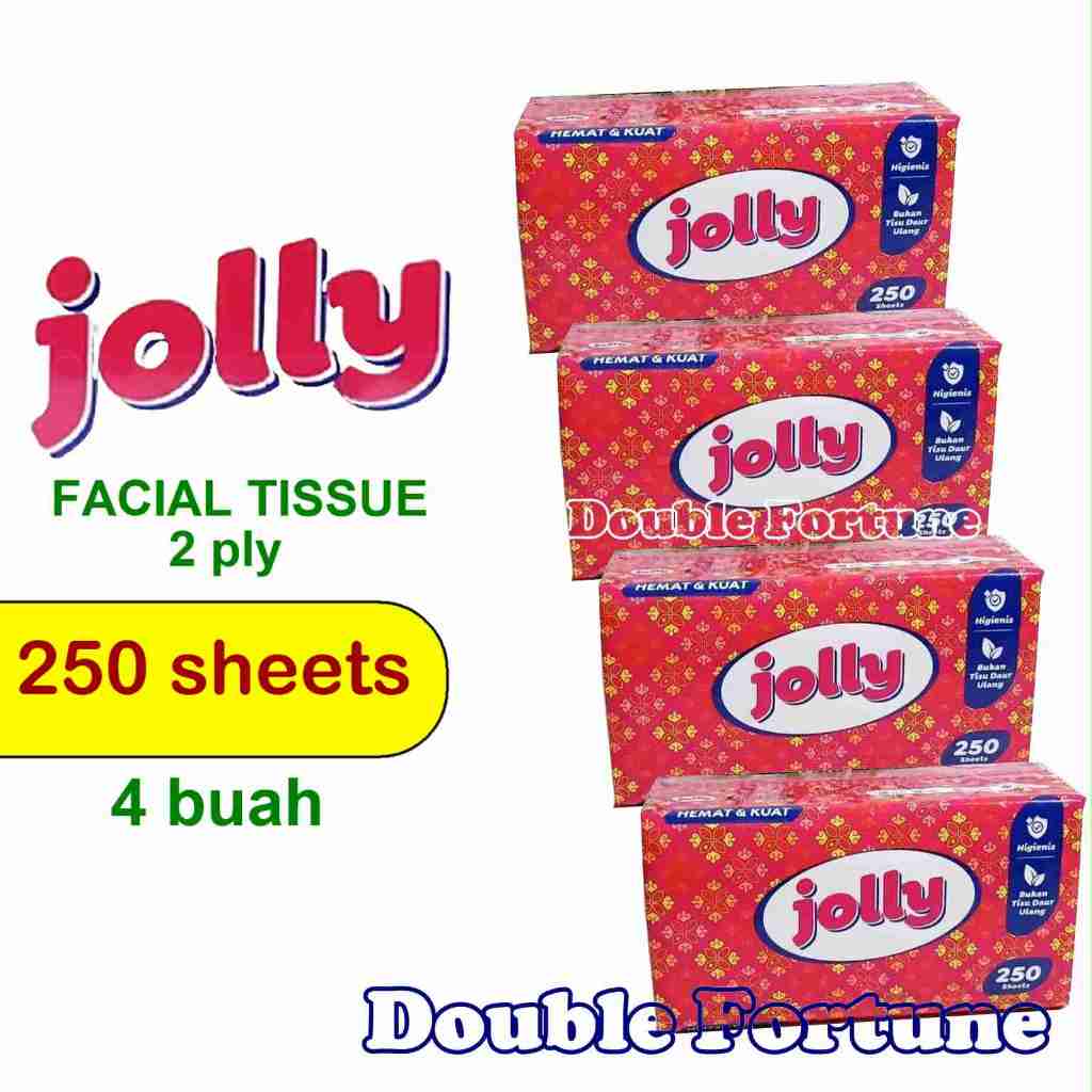 JOLLY FACIAL TISSUE   (4 x @250 sheet)     TISU WAJAH  NICE  BAGUS MURAH   SOFTPACK JOLLI ,