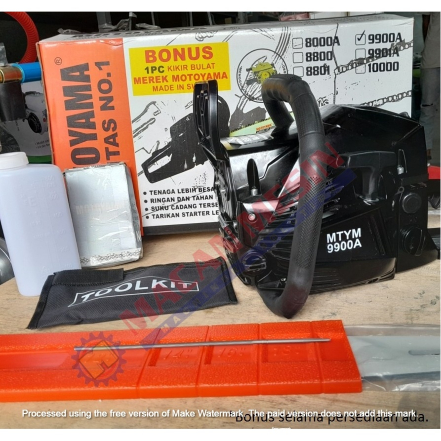 SENSO MESIN GERGAJI KAYU/CHAINSAW MOTOYAMA 9900A BLACK BAR 22 INCH