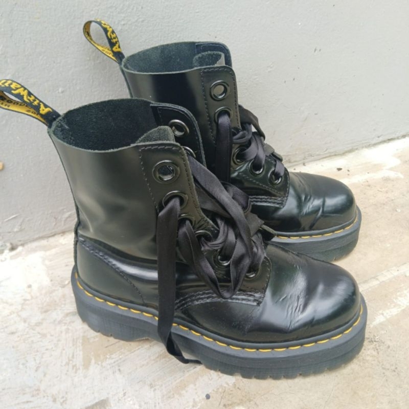 Preloved Dr.Martens Molly Leather Platform Boots Docmar size EU 38/ UK 5 BLACK