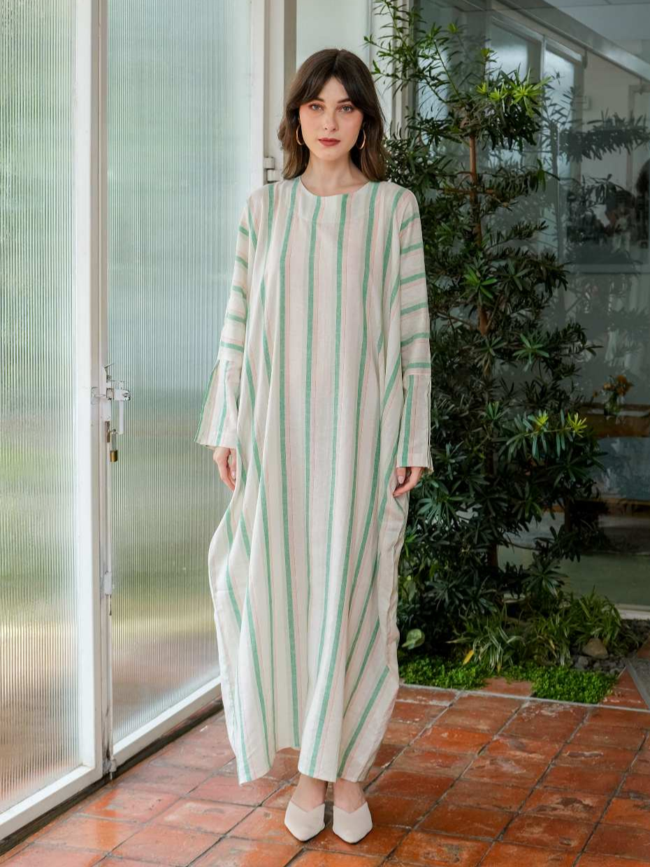 Asiro Ermina Linen Dress Gaun Gamis Session Ramadhan Baju Lebaran 2026 Gamis Panjang Wanita Gamis Po