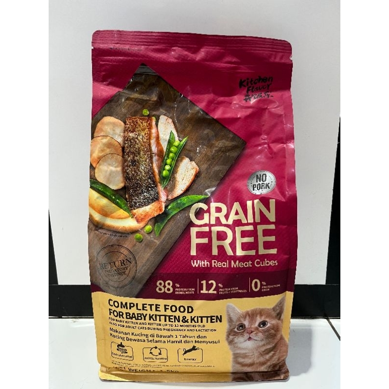 Makanan Kucing Kitchen Flavor Grainfree Baby Kitten & Kitten 1,5kg Ready
