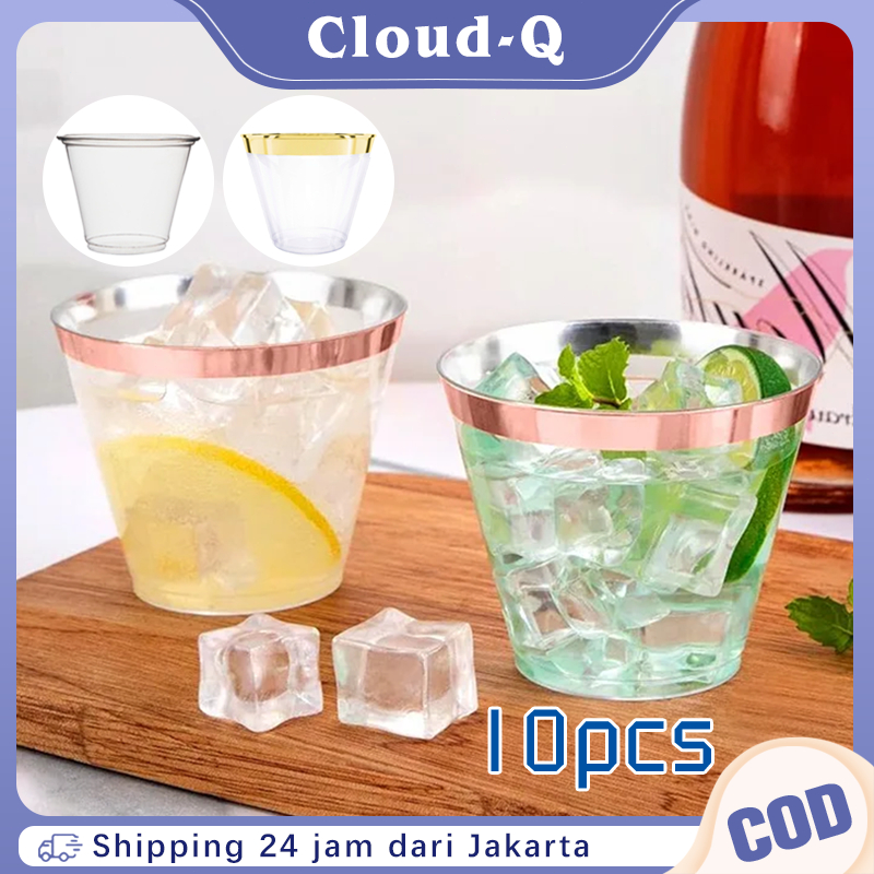 Gelas Plastik Bening Transparant 10pcs Gelas Plastik Kecil Unik Seperti Kaca Untuk Minuman Jus