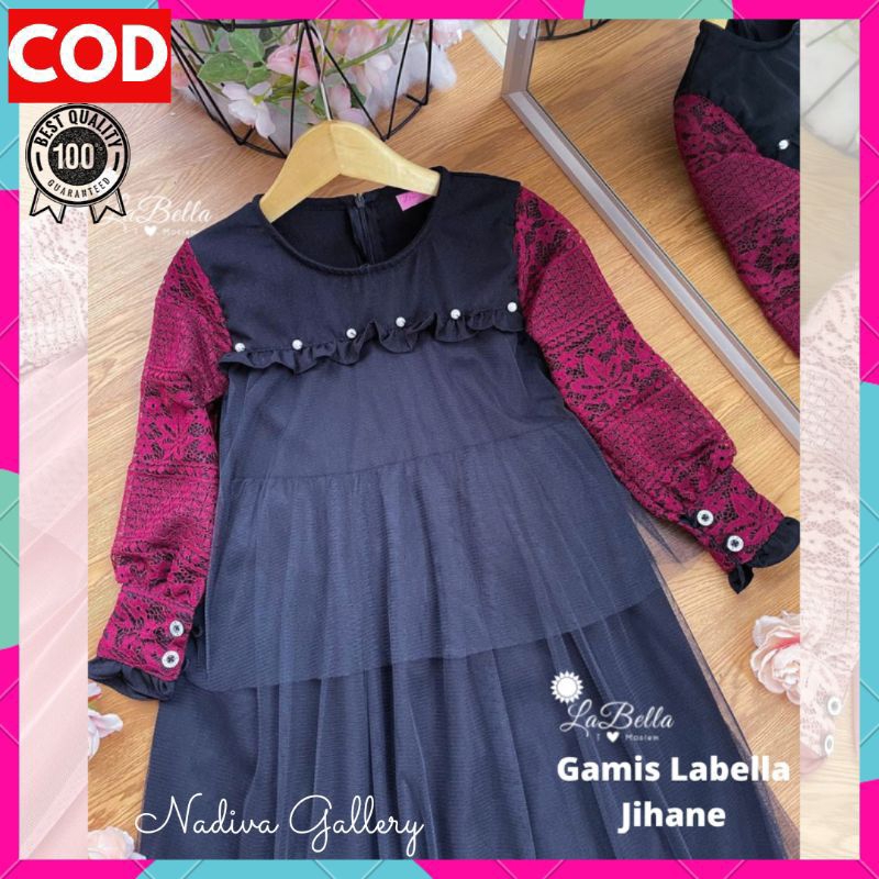 (6-7 th) TERBARU 2025 - LABELLA GAMIS TUTU ANAK TERBARU JIHANE WARNA UNGU HIJAU SAGE GREEN SALMON SA