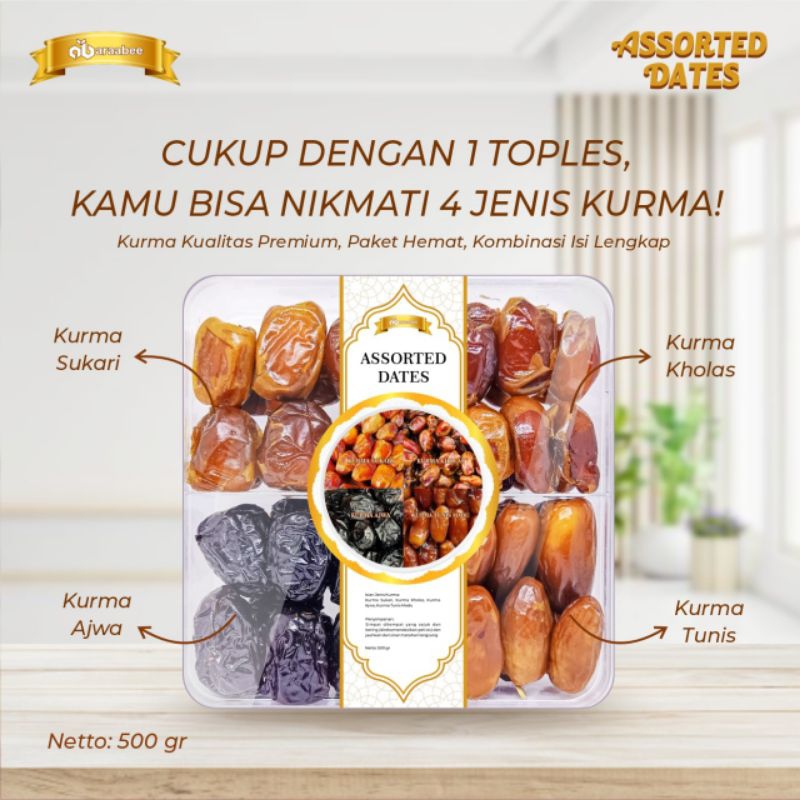 

Kurma 4in1, Paket kurma, Kurma ajwa, Kurma sukari, Kurma khalas, Kurma tunis madu, Oleh Oleh haji & Umrah