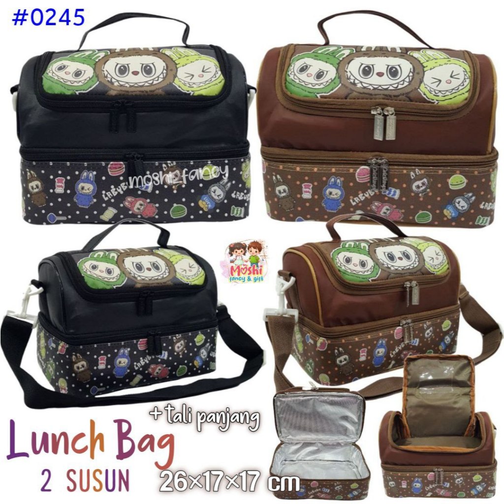 Tas Makan 2 Susun Labubu / Tas Bekal Selempang Lunch Bag Labubu 2 susun / Lunch Bag Anak Perempuan