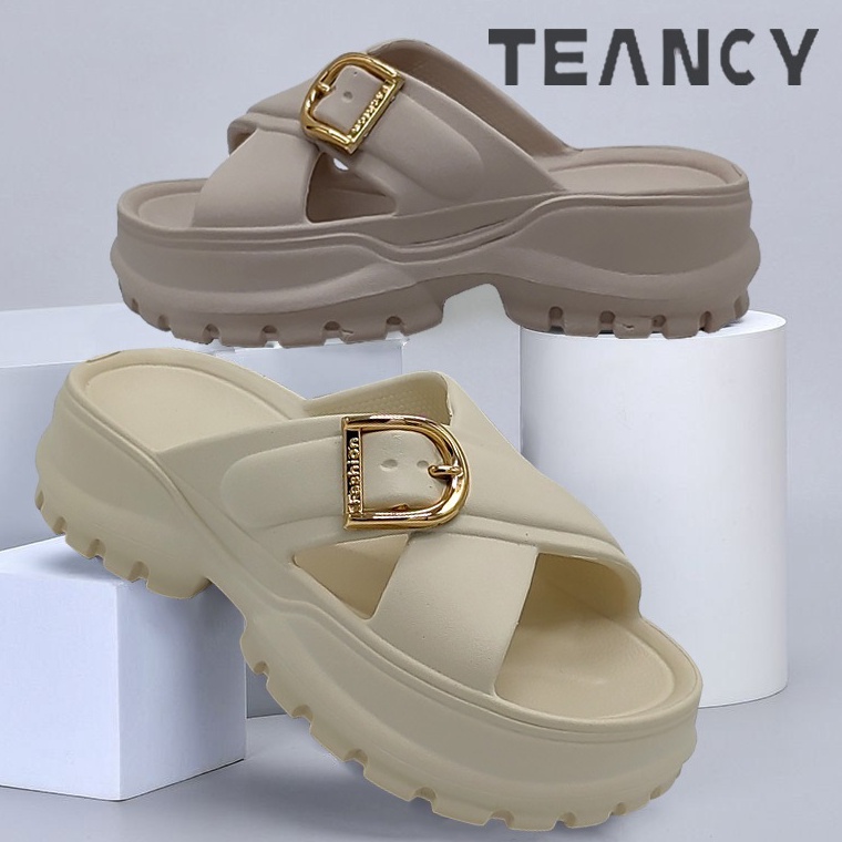 KODE Q57H Teancy Sandal Wedges Wanita Kekinian Tali Sandal Wanita Kekinian Tinggi Jelly Korea Cewek