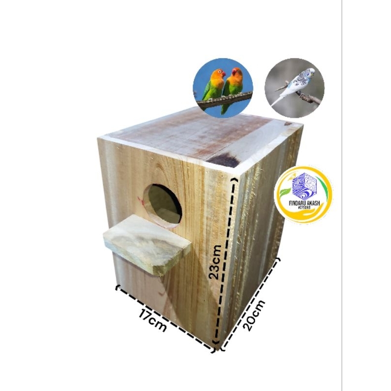 Glodok Kayu Lovebird Parkit dengan Pintu Samping