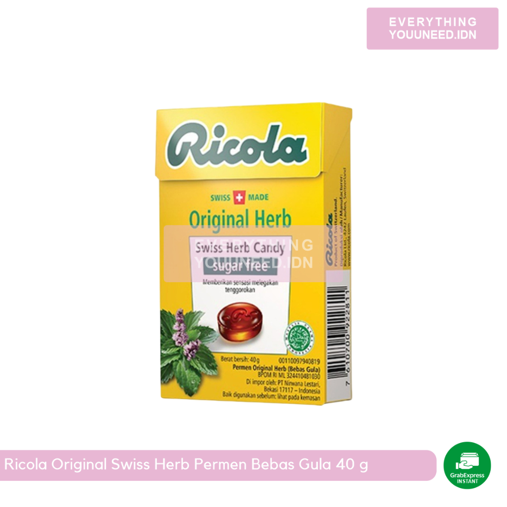 

Ricola Original Swiss Herb Permen Bebas Gula 40 g