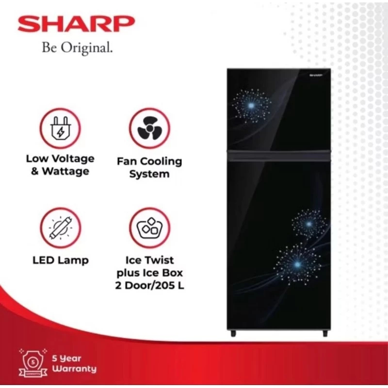 Kulkas Sharp 2 Pintu SJ-237 MG-DB/DP 205 L SJ 237MG DB/DP Magneglass