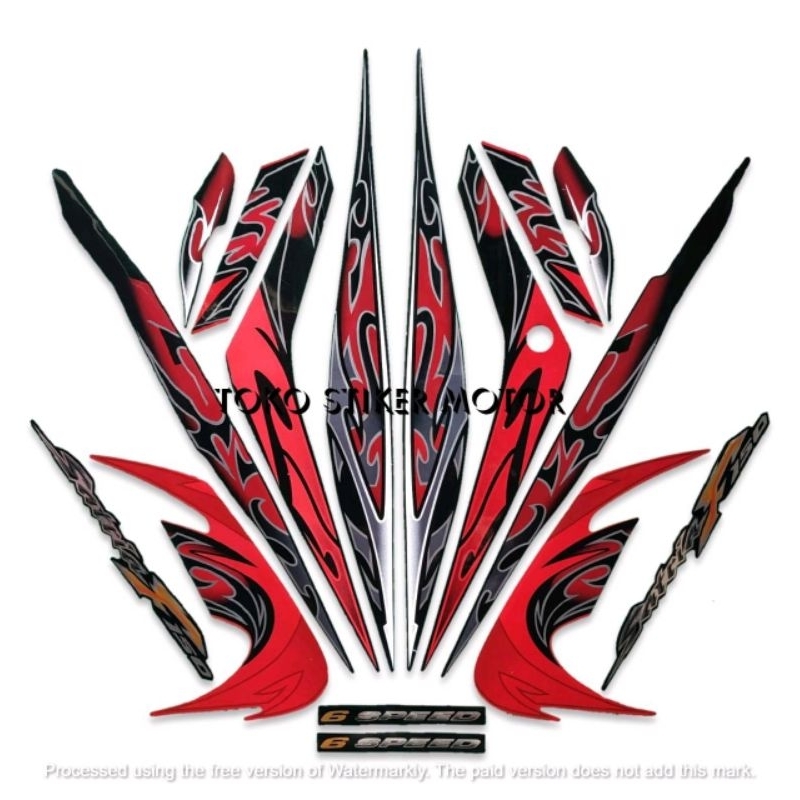 Striping Sticker List Motor Suzuki Satria Fu F150 Barong 2010 Hitam Merah Standar