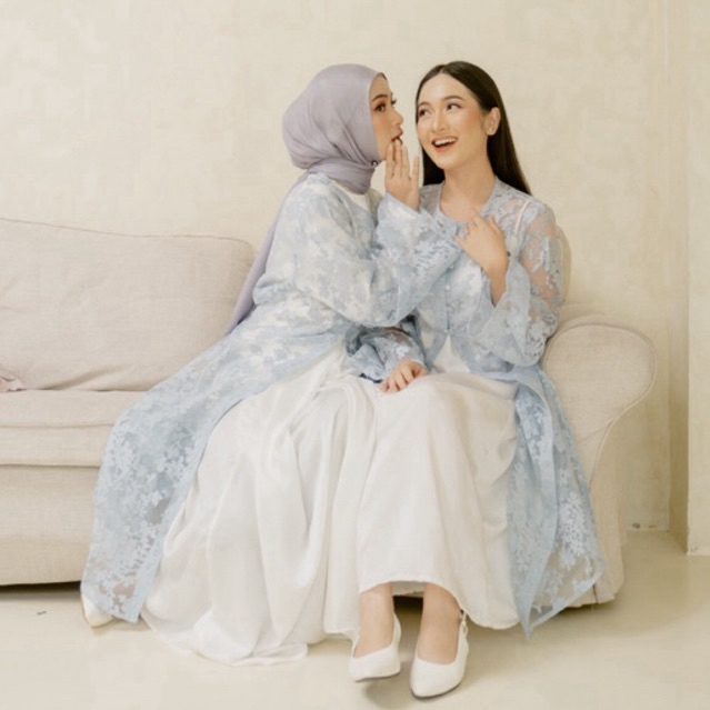 Iris Outer Heejuptogo | Terusan Luaran Motif Bunga Baju Lebaran Wanita All Size Tangan Panjang