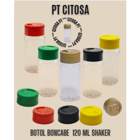Botol Boncabe 120 ml Tabung Natural Tutup Shaker / Botol Plastik / Botol Pet Food / Botol Bumbu / Bo