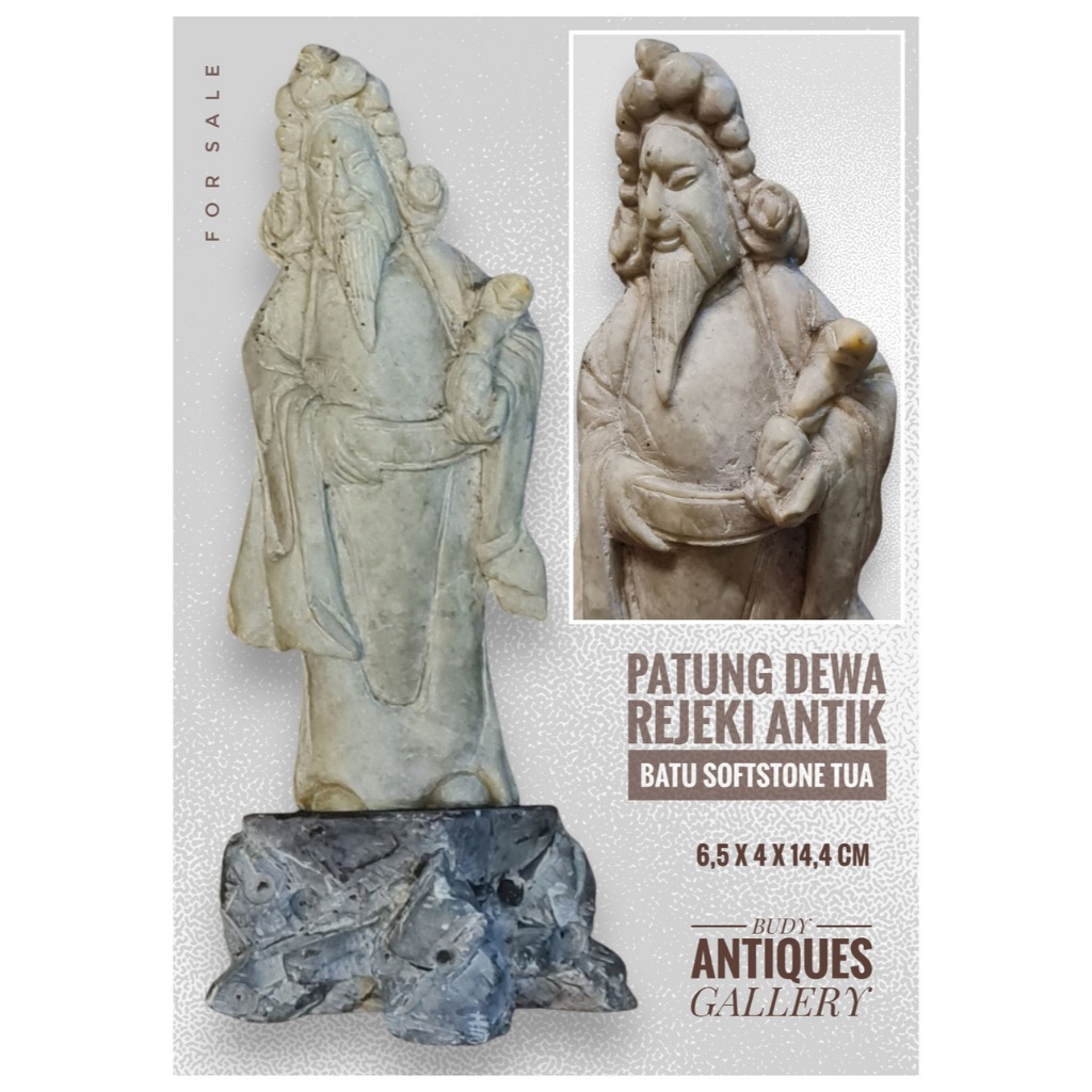 Patung Antik Dewa Rejeki Bawa Ruyi Bahan Batu Soft Stone